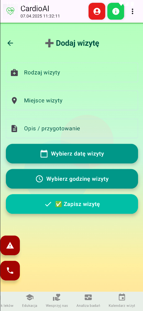 Kalendarz wizyt CardioAI