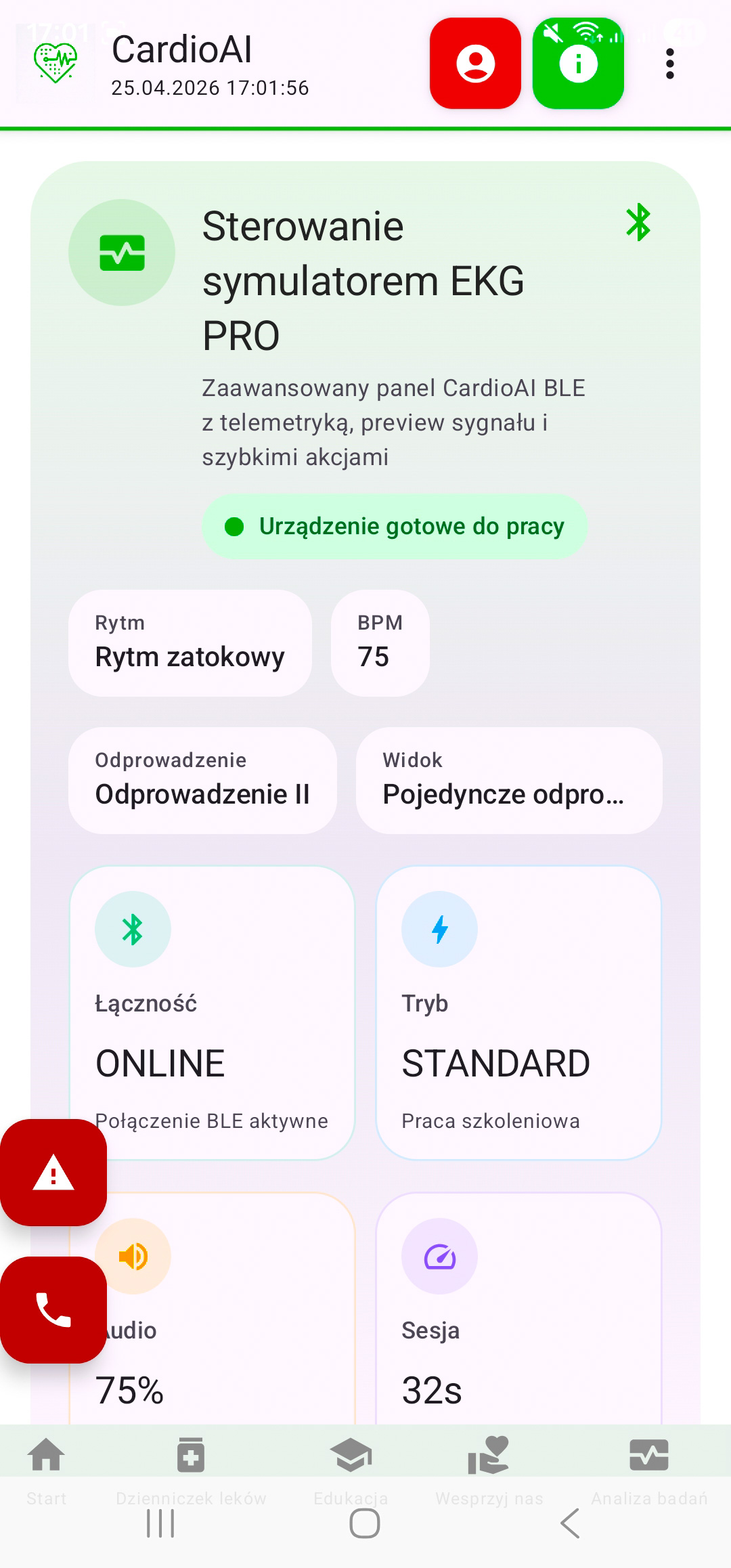 Aplikacja CardioAI – sterowanie EKG 1