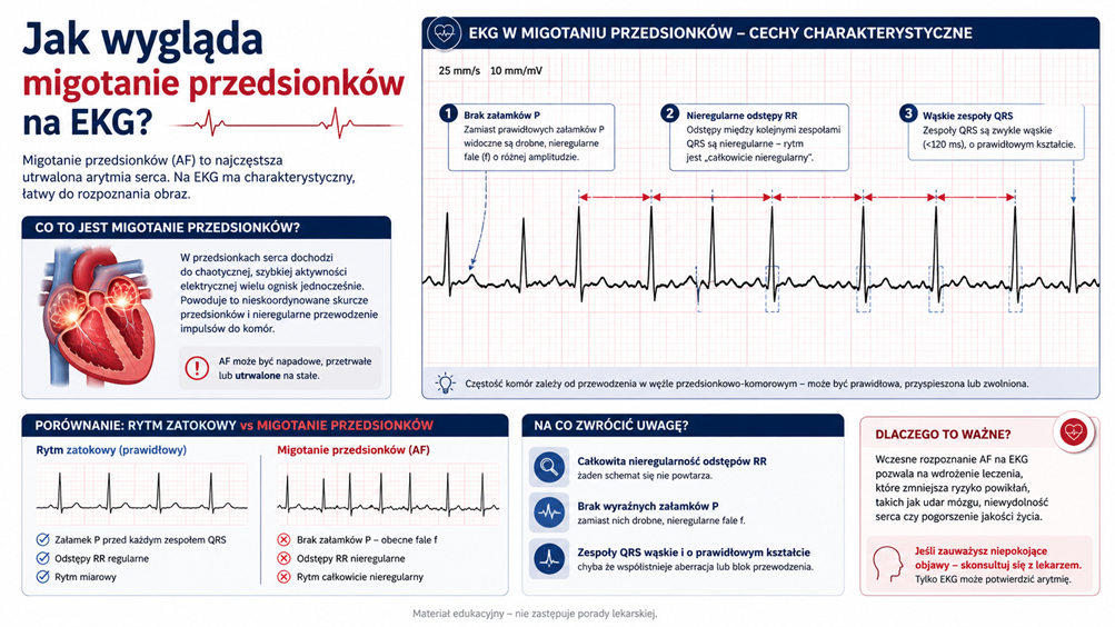 jak wygląda migotanie przedsionków na EKG